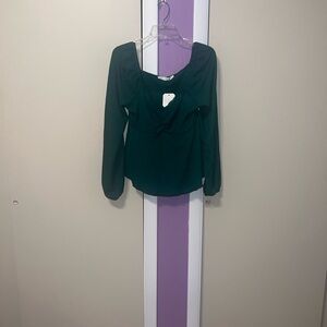 Altar'd State Deep Green Long Sleeve Blouse